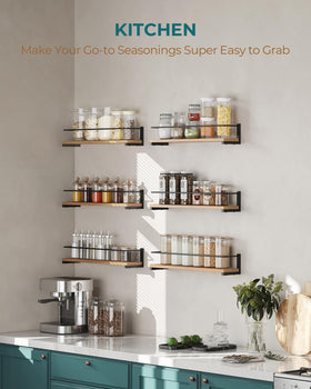 OROPY wooden spice rack featuring durable pine and metal frame
