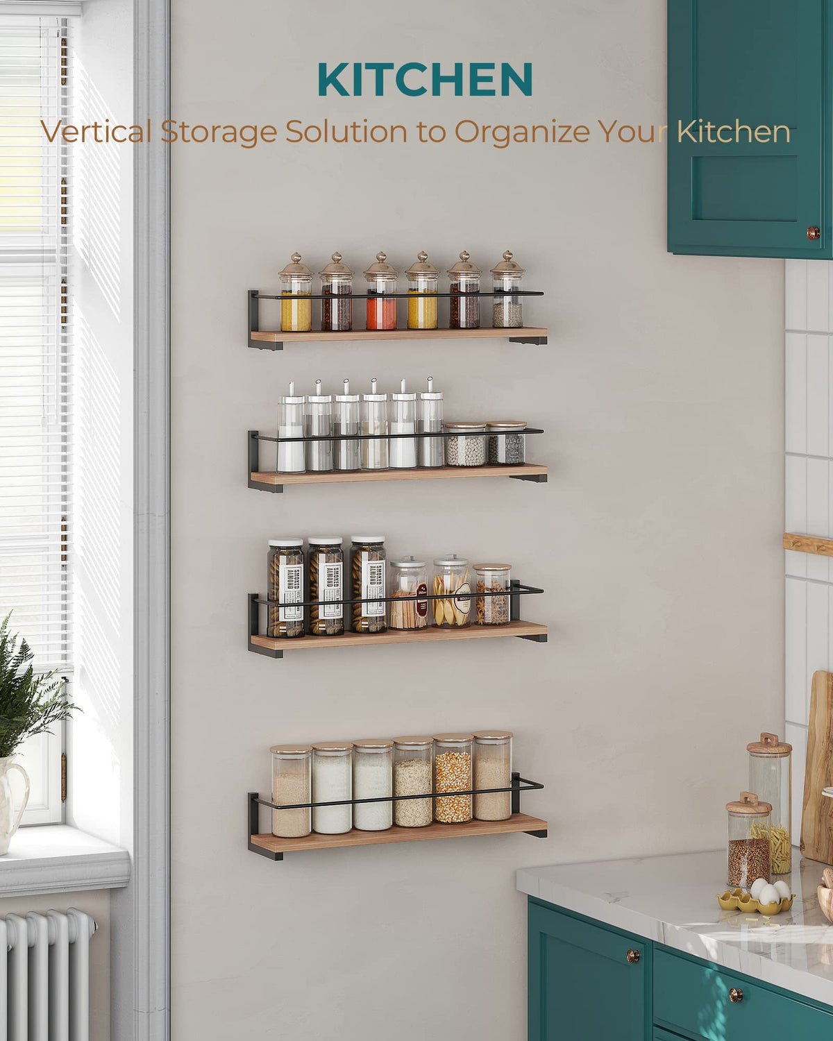 OROPY spice rack mounted on wall keeps spices within easy reach