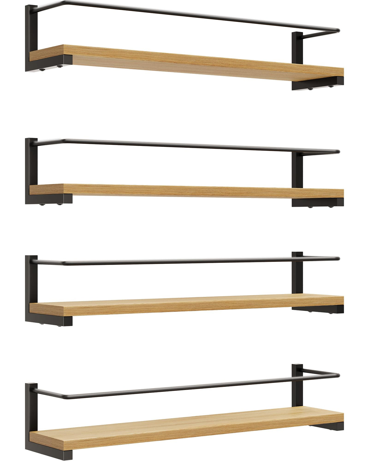 OROPY wall-mounted spice rack in rustic wood keeping jars organized