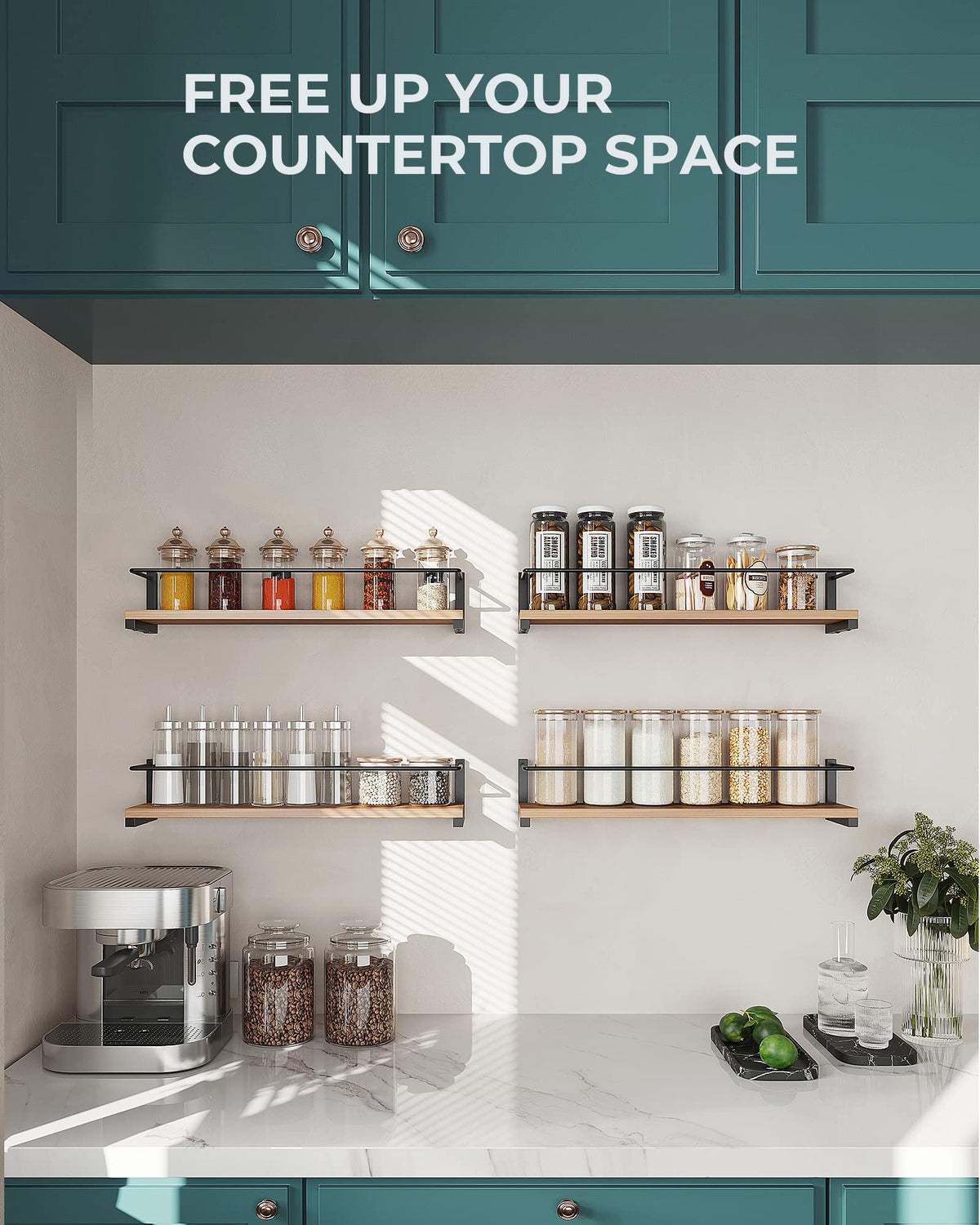 OROPY spice rack close-up reveals solid wood and powder-coated brackets for durability