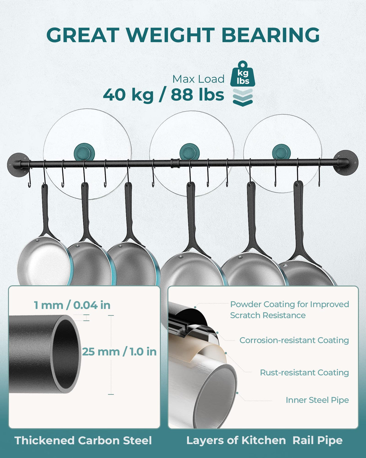 OROPY strong iron construction with matte black finish resists scratches and rust