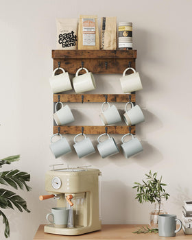 Top shelf on the OROPY mug rack adds space for pods and tea bags.