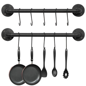 OROPY wall-mounted pot rack with 21-inch rail keeps pots organized and within reach.