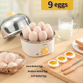 Oroton 9-Egg Cooker white body with stainless steel dome.