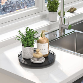 Oroyutor oak lazy susan cabinet organizer decluttering shelves with style.