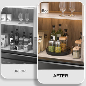 Oroyutor oak lazy susan as a dining centerpiece adding warmth and organization.