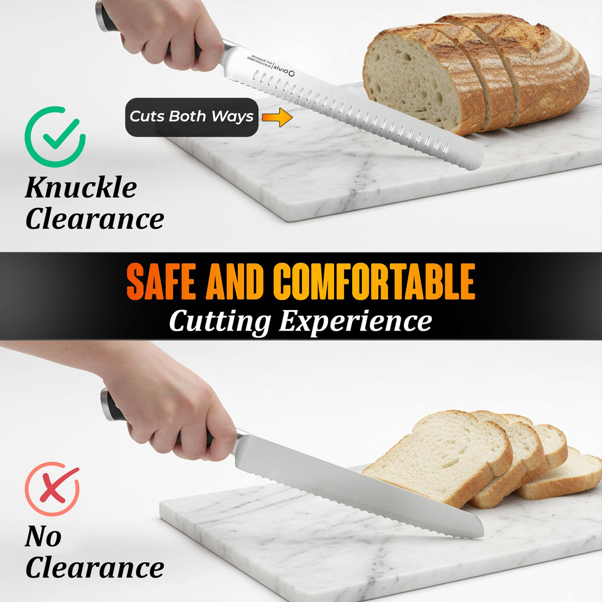 ORVIX bread knife sourdough-slicing ideal for crusty loaves and soft interiors.