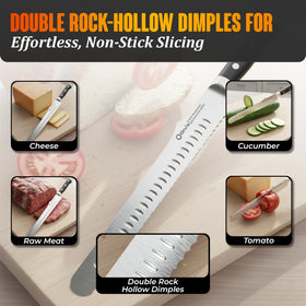 ORVIX bread knife crust-cutting versatility for baguettes, bagels, and artisanal breads.