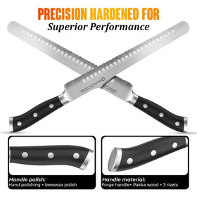 ORVIX artisan bread knife laser-polished blade glides through crusts with minimal tearing.