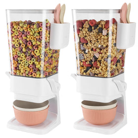 Osacoe cereal dispenser countertop 2-pack with bowls and cutlery box keeps breakfast organized.