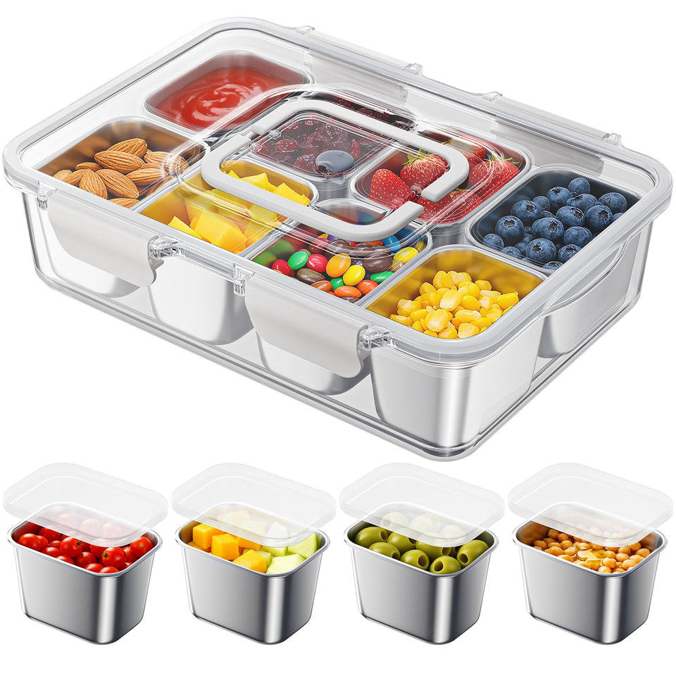 Osfel Snackle Box with 8 removable 10oz compartments for organized snacks on the go.
