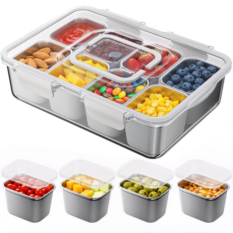 Osfel Snackle Box outer box view with clear lid for quick snack access