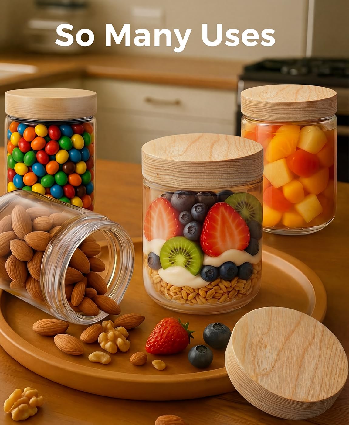 Osfel stackable jars save fridge space and organize meals