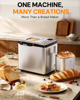 OSIPOTO bread maker programmed with a 15-hour delay timer for convenience.