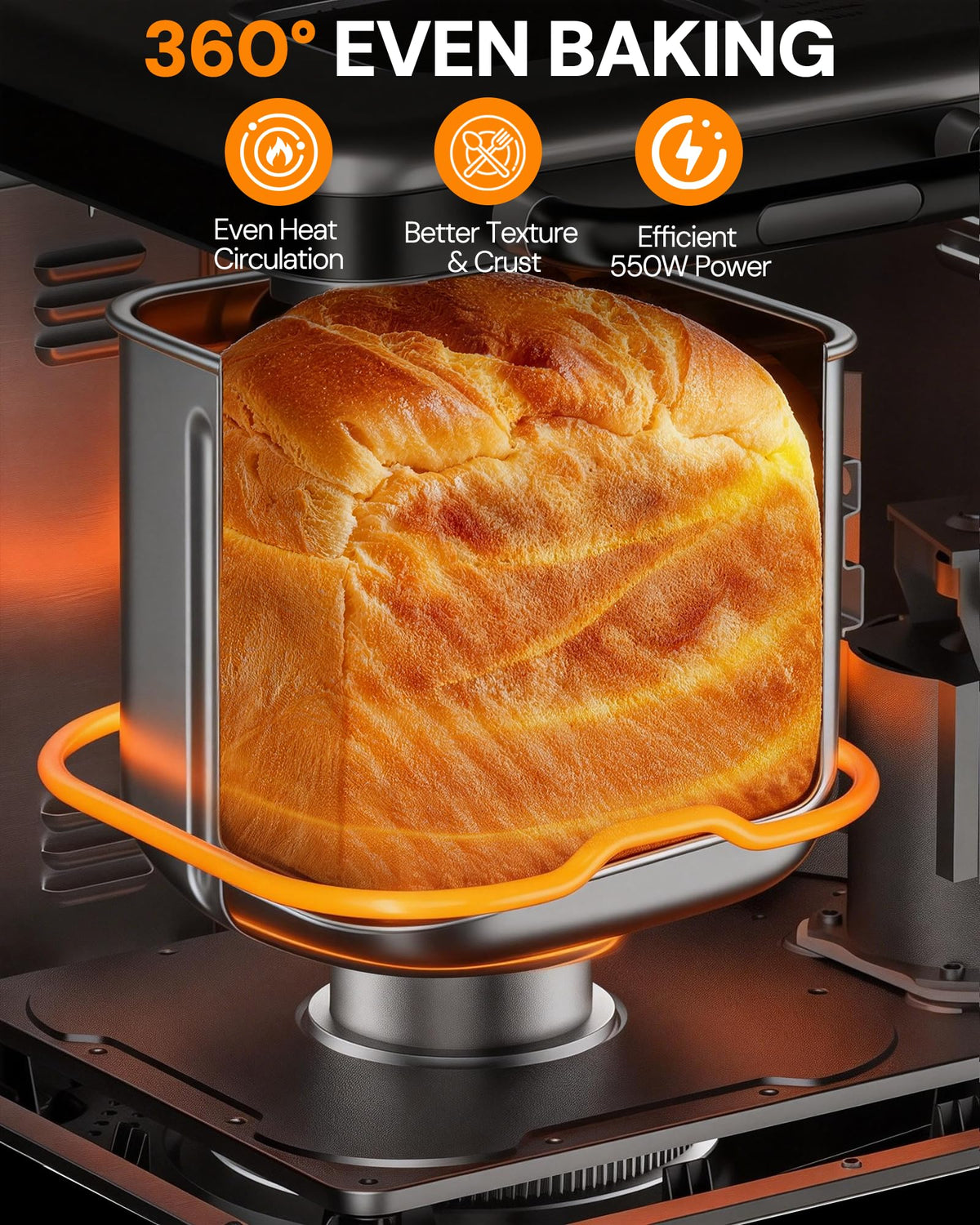 Dough kneading action inside OSIPOTO bread maker during active cycle.