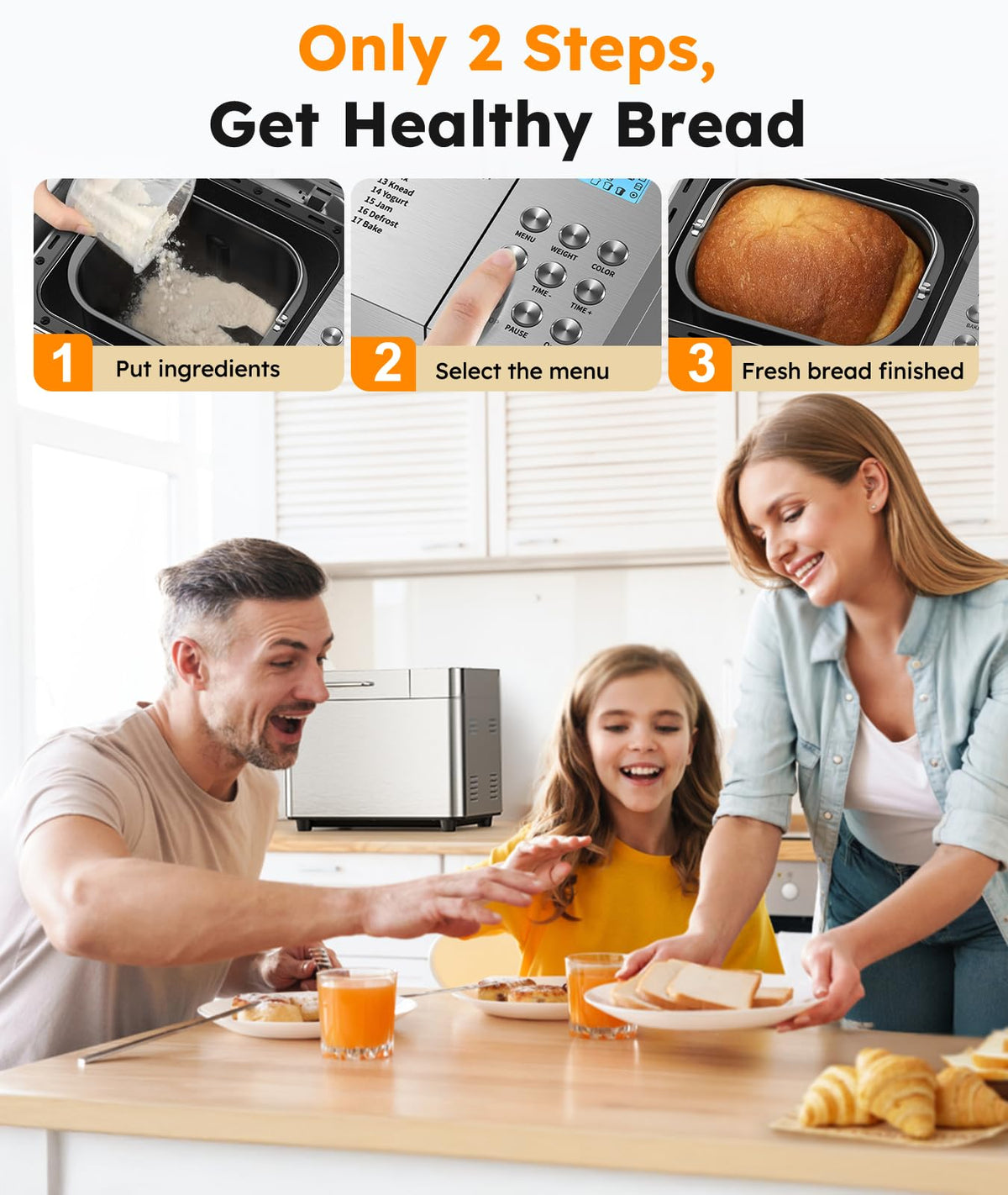 OSIPOTO crust-settings display offers light to dark crust customization.