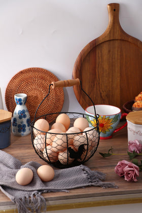 Oskas Egg Basket Rustic Wire Decor for dining room display.