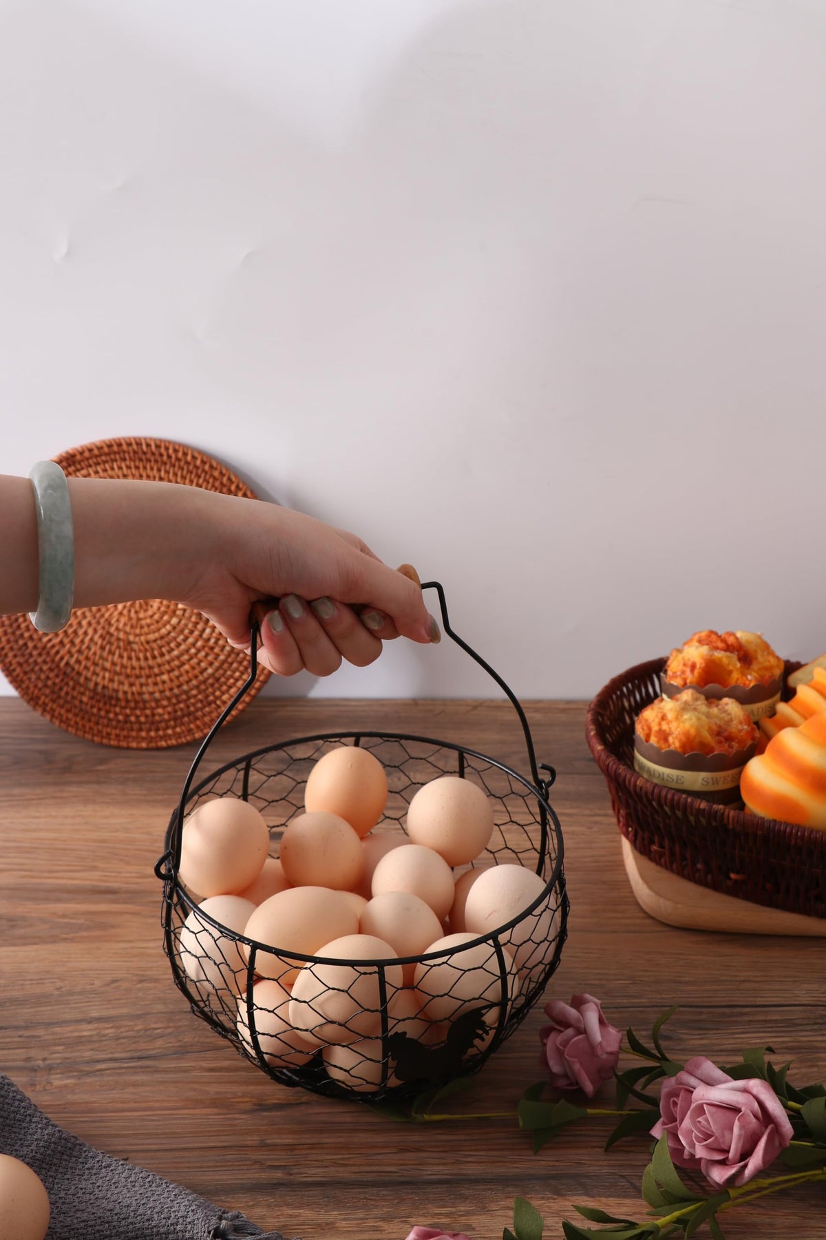 Oskas Storage Organizer for kitchen counter, decorative wire design.