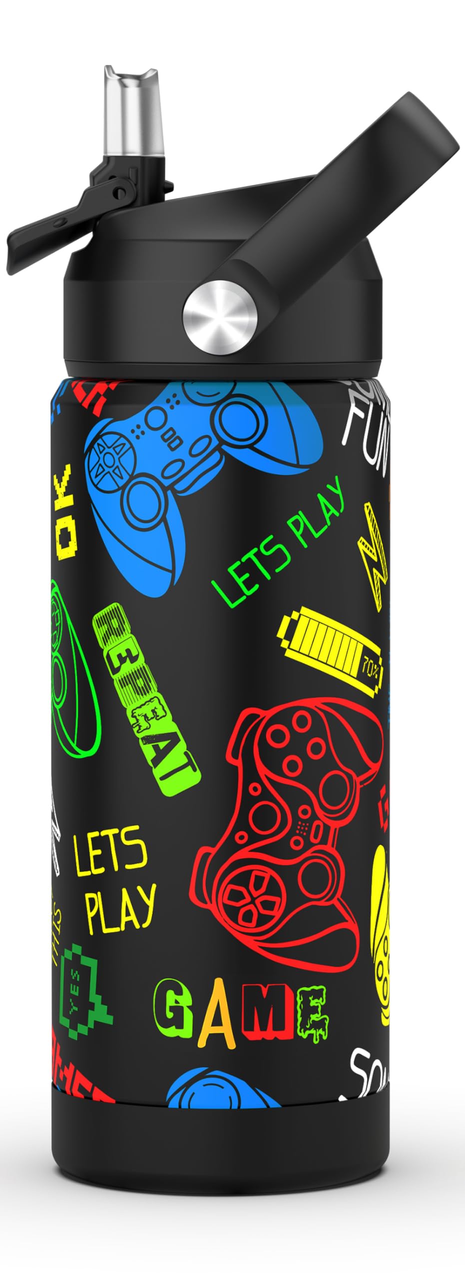 Ospivso Boys Game Bottle front view 18 oz keeps drinks cold at school