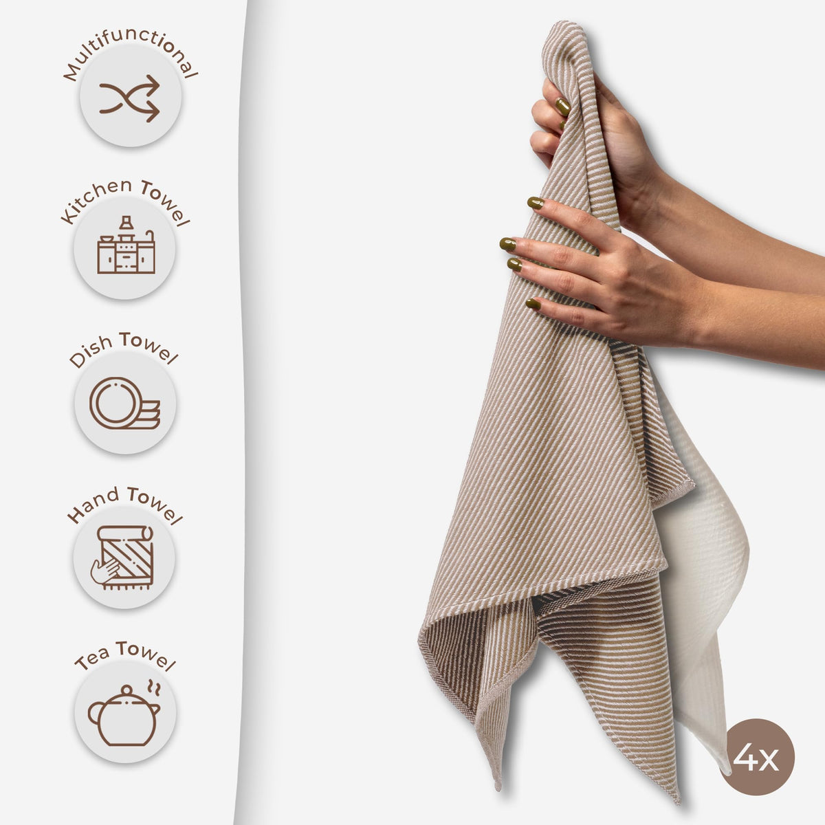 Ossano towels shown drying dishes, demonstrating absorbent performance after washing.