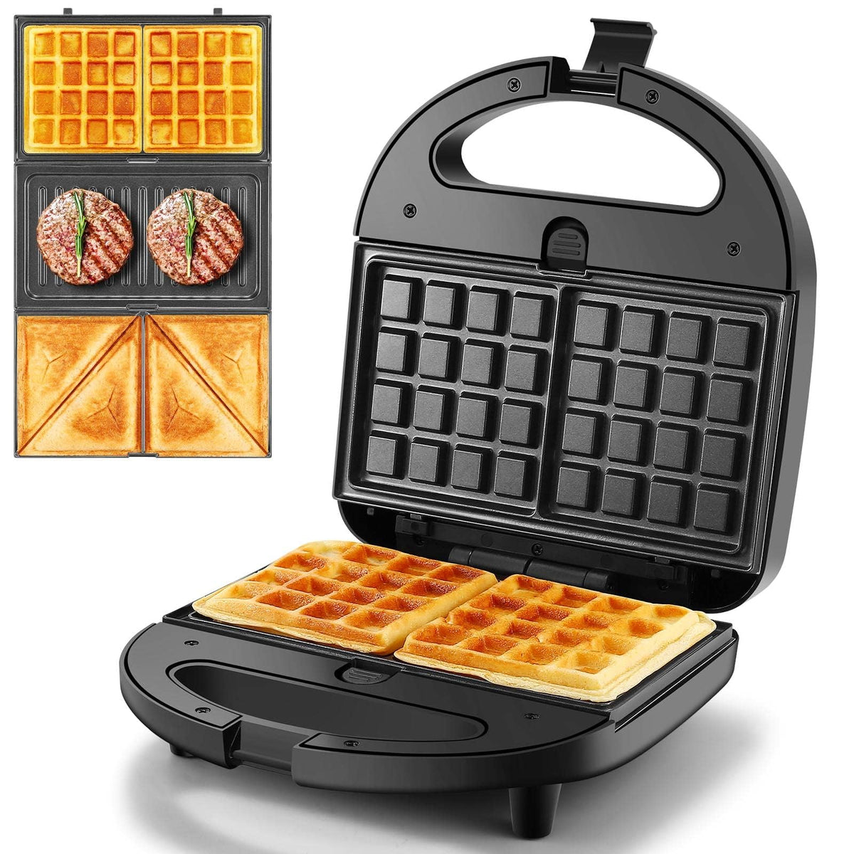 OSTBA 3-in-1 sandwich maker with removable plates for versatile meal prep