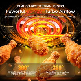 OSTBA 3D rapid air circulation delivers even browning and crisp textures.