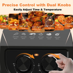 OSTBA air fryer six-menu panel for quick, guided cooking options.