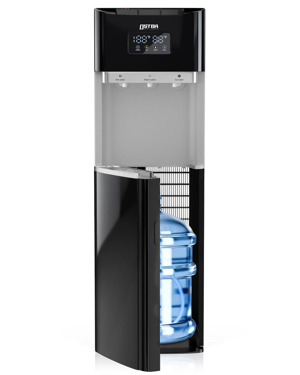 OSTBA bottom-loading bottle insertion for easy, spill-free changes.