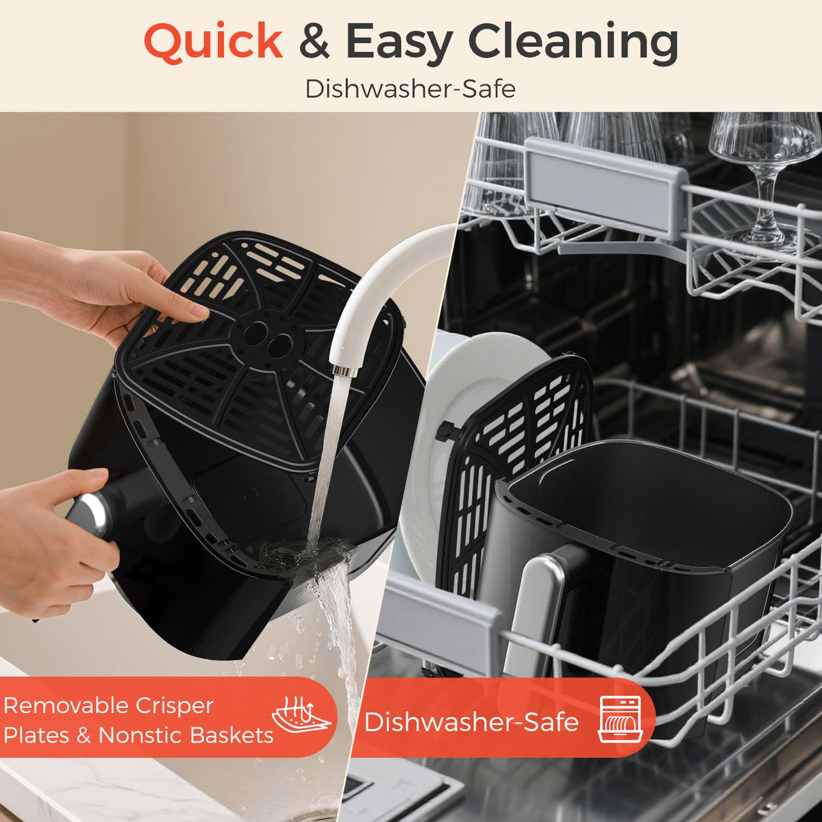 OSTBA easy-clean exterior keeps kitchen tidy after meals.