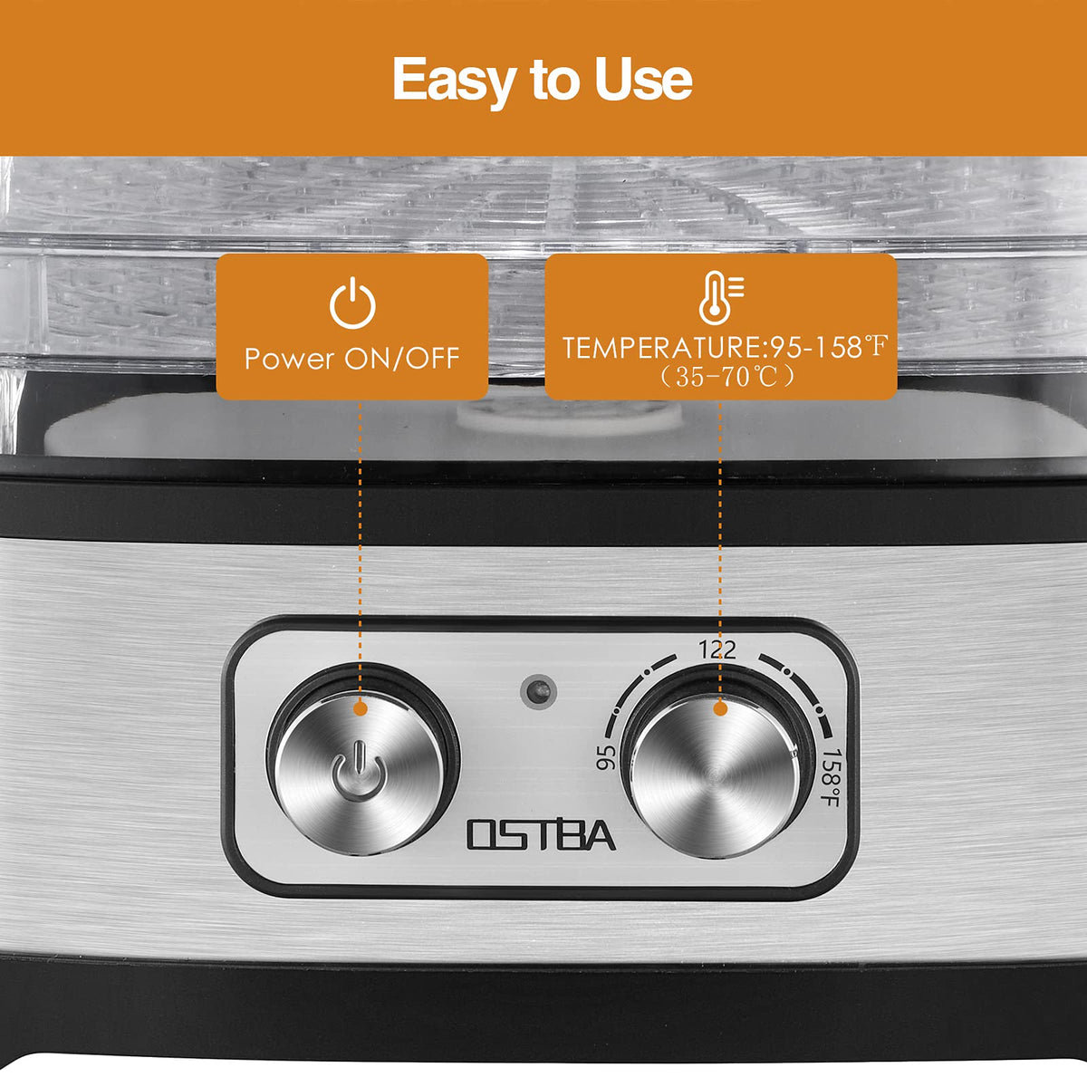OSTBA dehydrator adjustable temperature for drying fruits, jerky, and herbs