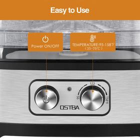 OSTBA dehydrator adjustable temperature for drying fruits, jerky, and herbs