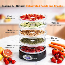 OSTBA adjustable tray height supports thick-cut foods like beef jerky.
