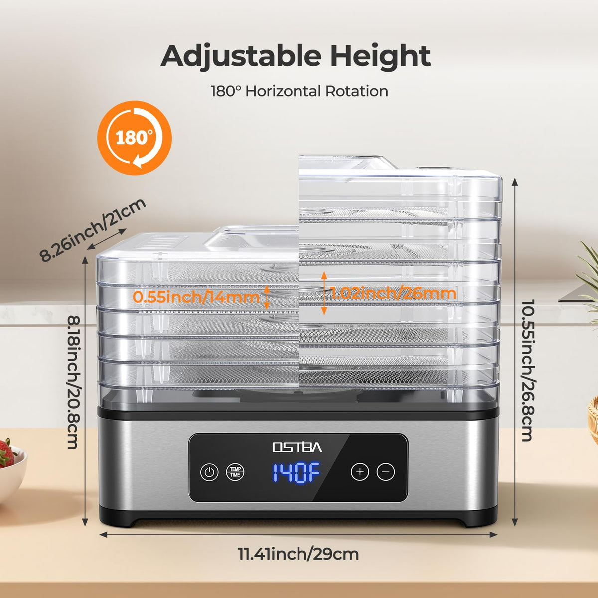 OSTBA dehydrator drying fruits for crisp, shelf-stable snacks