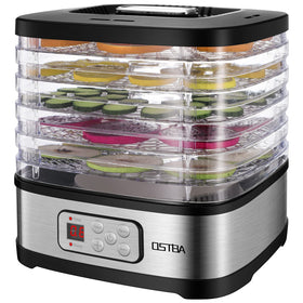 OSTBA food dehydrator front view showing compact footprint for small kitchens