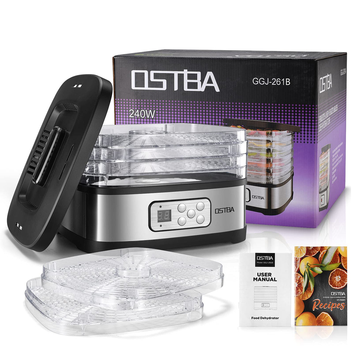 OSTBA dehydrator on countertop emphasizes convenient, ready-to-use kitchen appliance