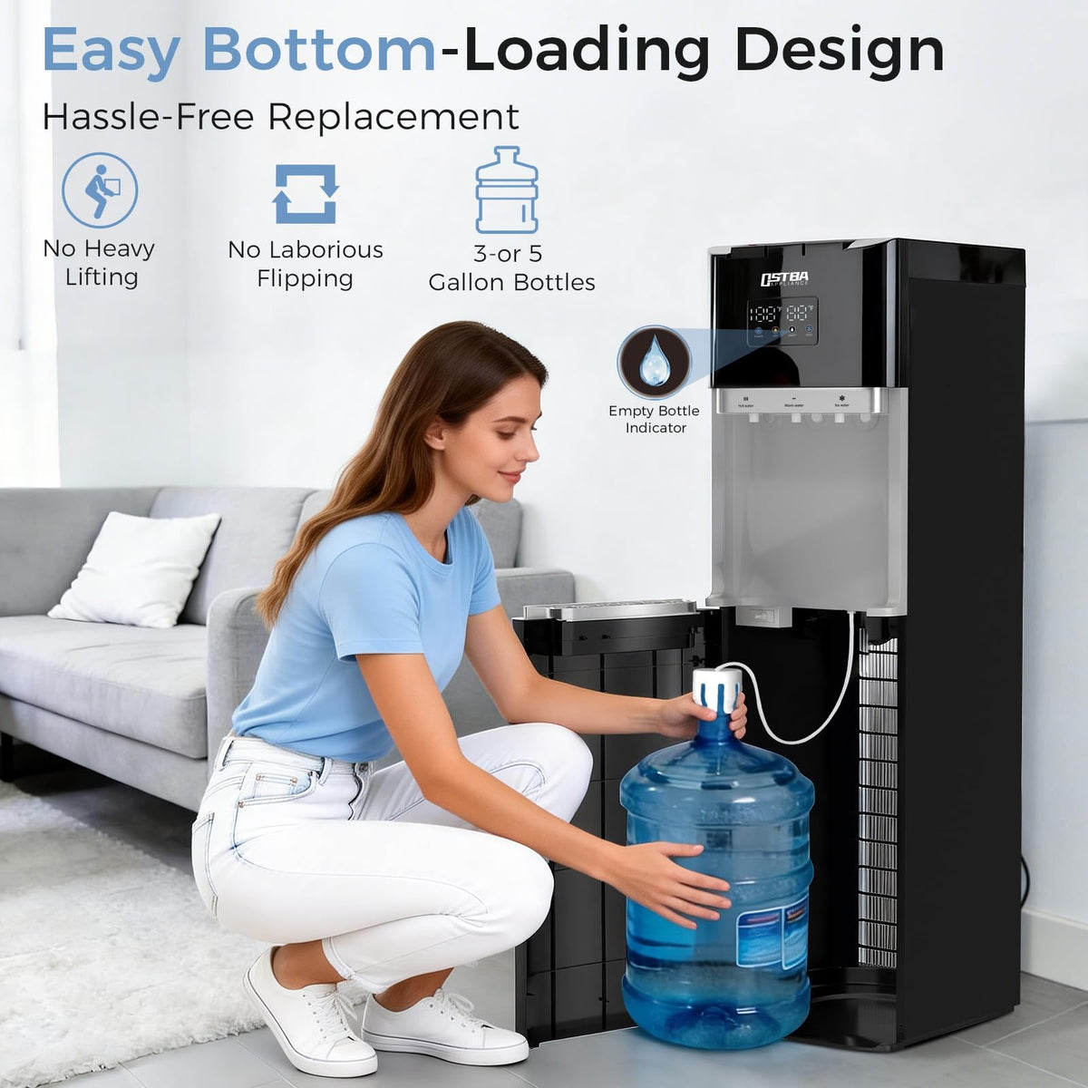OSTBA hot cold and room water with visible LED display.