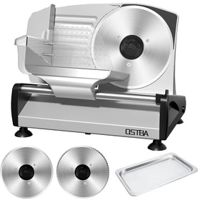 OSTBA meat slicer with quiet DC motor for smooth home slicing.
