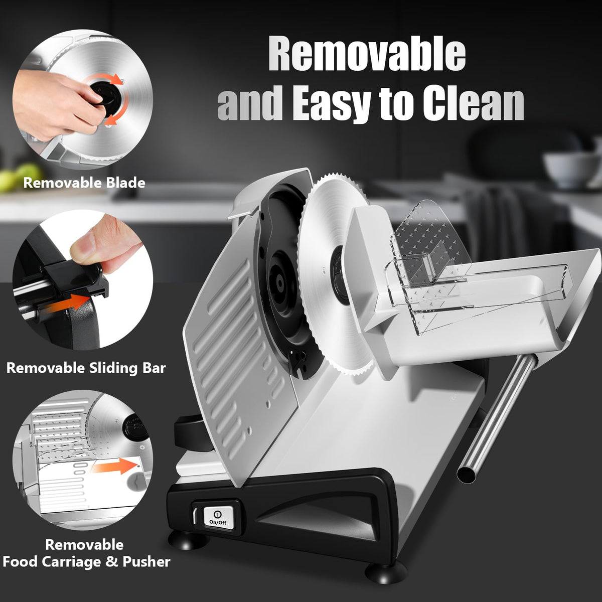 OSTBA slicer safety features include locks and non-slip feet for safe use.