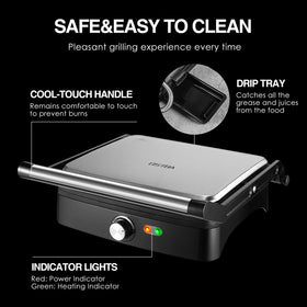 OSTBA Panini Press cool-touch handle; safe, comfortable handling during daily use.