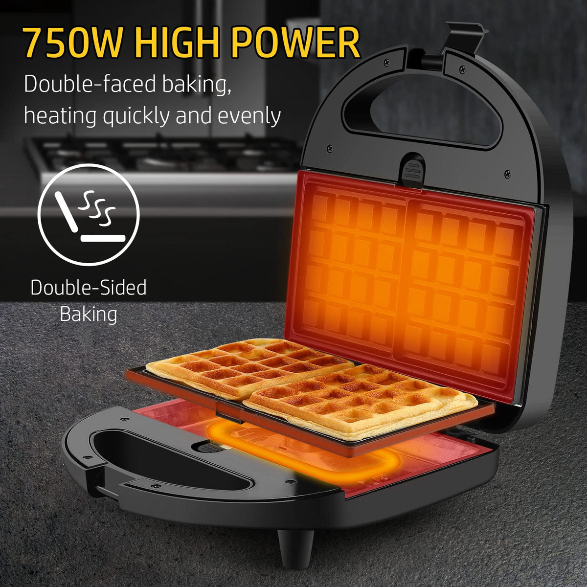 OSTBA panini press and waffle maker with easy plate changes