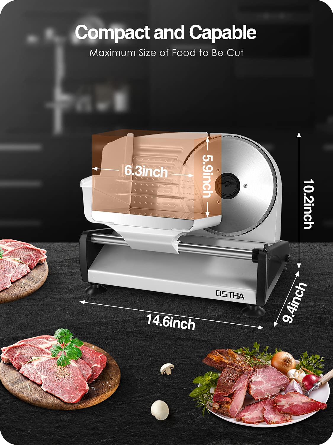 Safety lock and suction feet stabilize operation on counters.