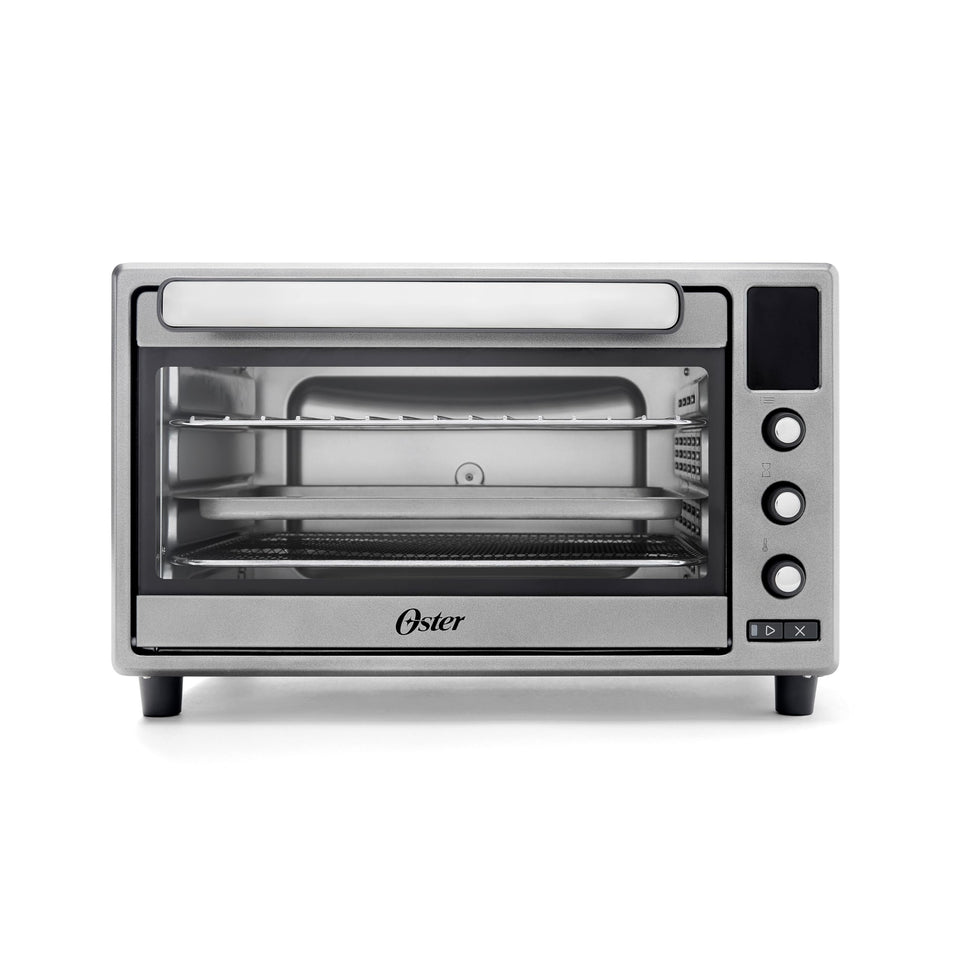 Oster 10 Function Air Fryer Oven front view shows compact countertop design for versatile meals.
