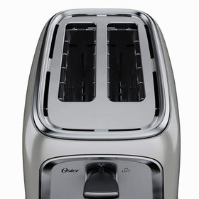Oster 2-Slice Toaster stainless steel finish adds modern kitchen style.
