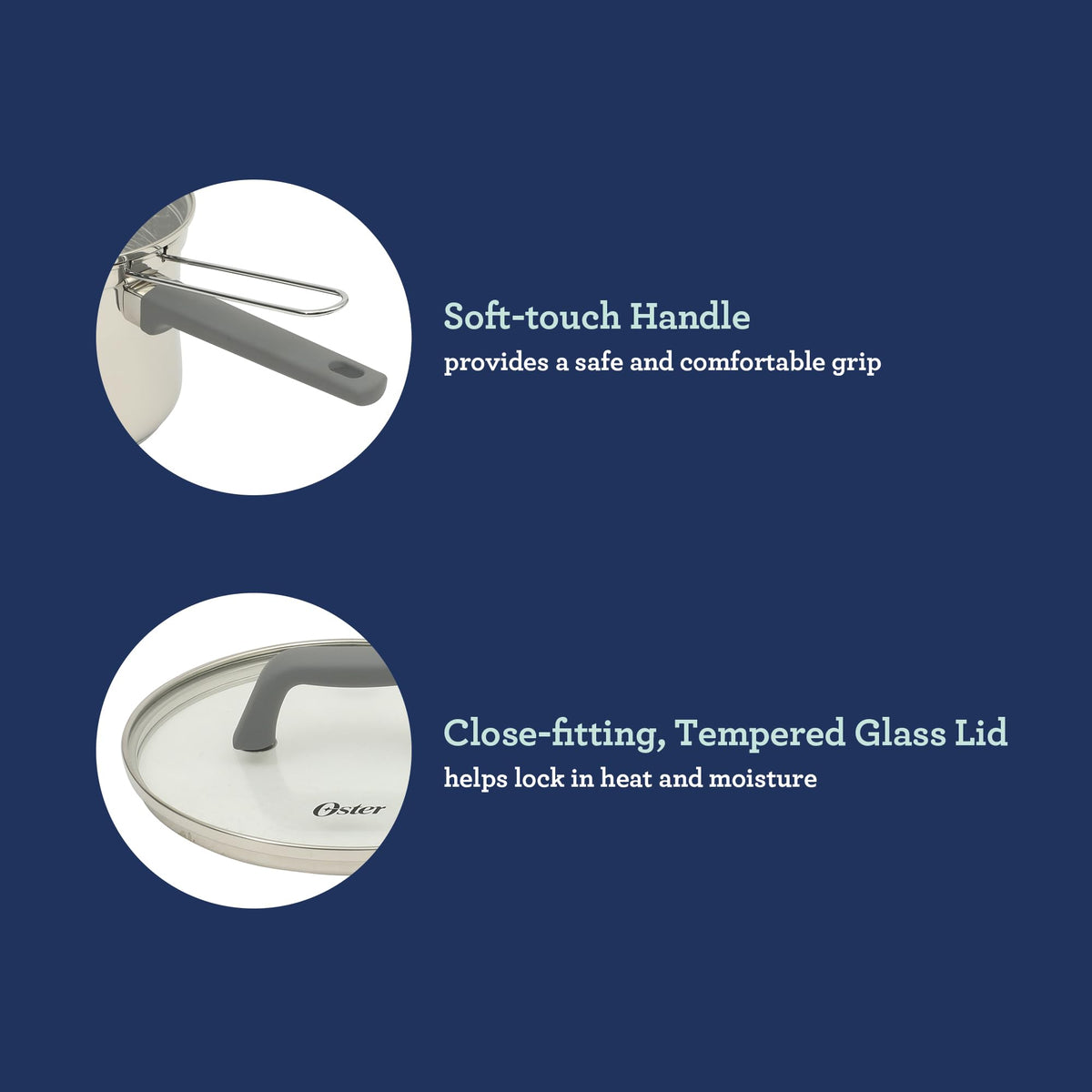 Oster Beauford soft-touch handle provides safe lifting