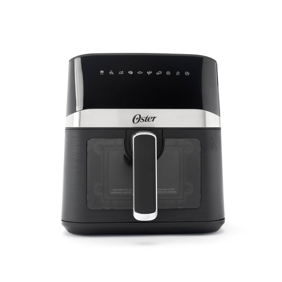 Oster Compact Air Fryer window view helps you monitor meals while cooking.
