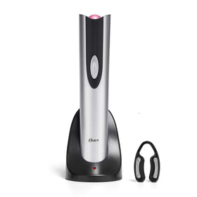 Oster cordless wine bottle opener in silver ready to uncork quickly