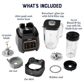 Oster Extreme Mix Blender with a 24oz Blend-N-Go cup for on-the-go beverages.