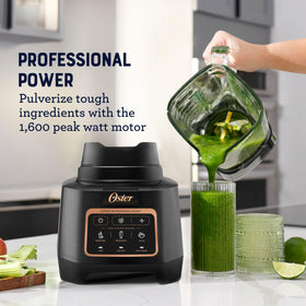Oster Extreme Mix Blender highlighting the ten-blade stack for fast, even chopping.