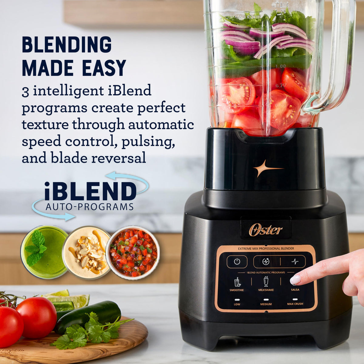Oster Extreme Mix Blender with titanium-coated blades for long-lasting performance.
