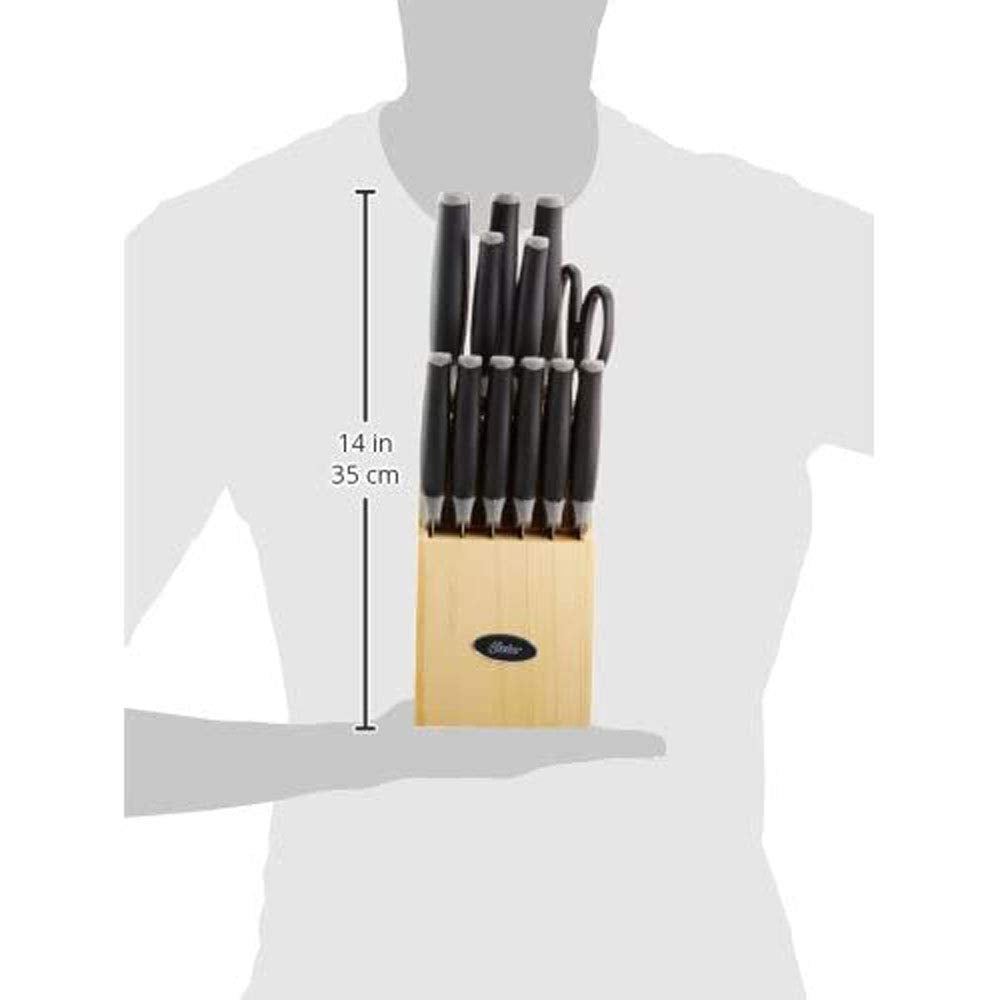 Oster Lindbergh teal and black block on counter adds style and durability.
